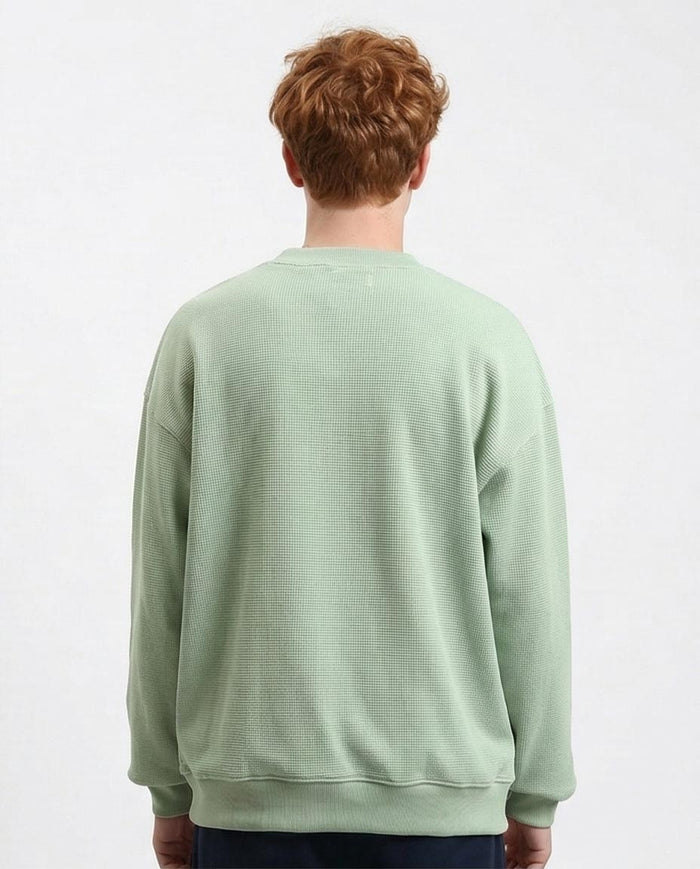 Ravin Men’s "Strong Alone" Waffle Knit Graphic Sweatshirt Embroidery - Mint - R215317