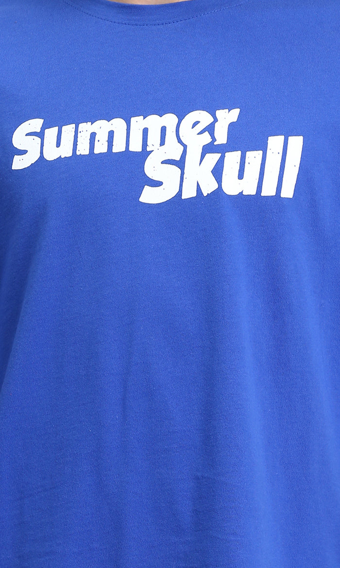 Ravin | Men’s "Summer Skull" Oversized Graphic T-Shirt – Royal Blue - R209411