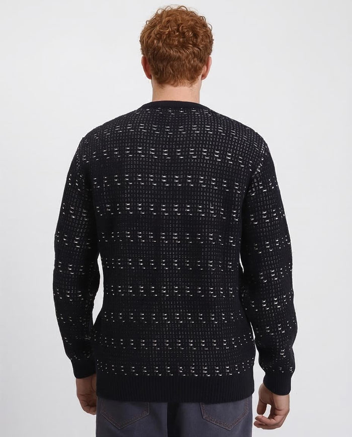 Ravin Men’s Textured Knit Crew-Neck Sweater – Black & White Fleck - R214493