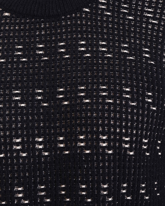 Ravin Men’s Textured Knit Crew-Neck Sweater – Black & White Fleck - R214493