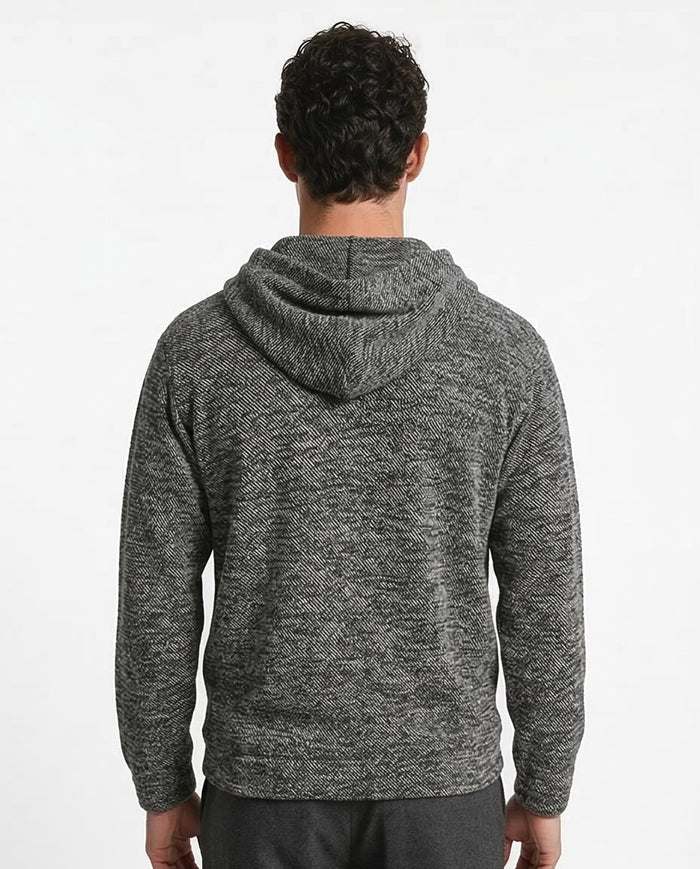 Ravin Men’s Textured Marled Knit Hoodie – Charcoal/Salt & Pepper - Heather Black - R214805