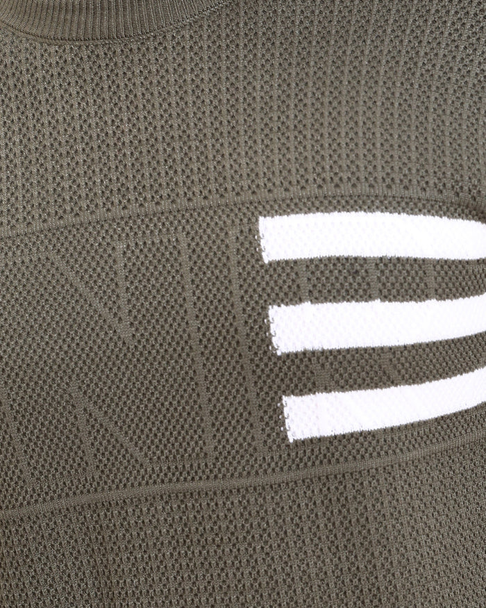 Ravin Men’s Textured Olive Knit Sweater with Signature Stripe Detail - R214478