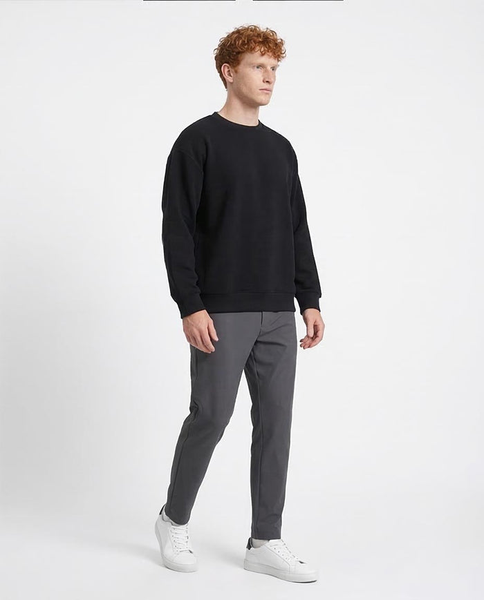 RAVIN Men’s Textured Relaxed-Fit Sweatshirt with Contrast Piping Detail - Black - R214980