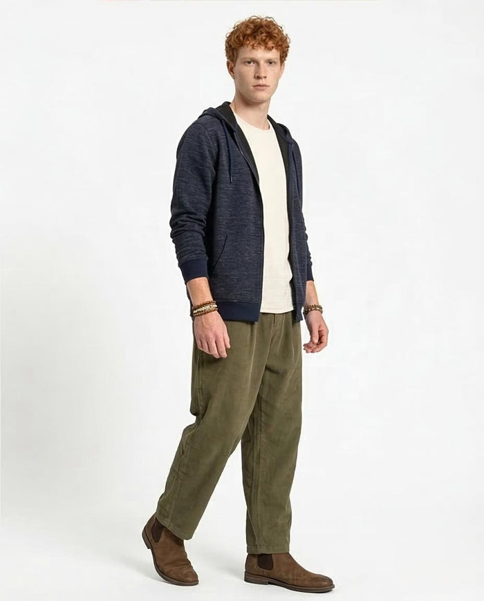 Ravin Men’s Textured Space-Dye Zip-Up Hoodie – Navy - R212100