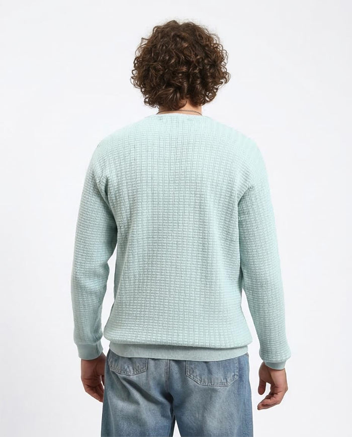 Ravin Men’s Textured Waffle-Knit Crew Neck Sweater - Aqua - R214480