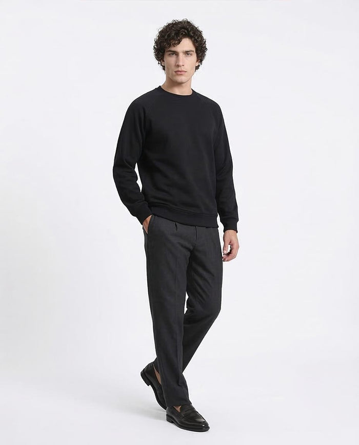 Ravin Men’s Textured Waffle-Knit Raglan Sweatshirt – Black - R214876