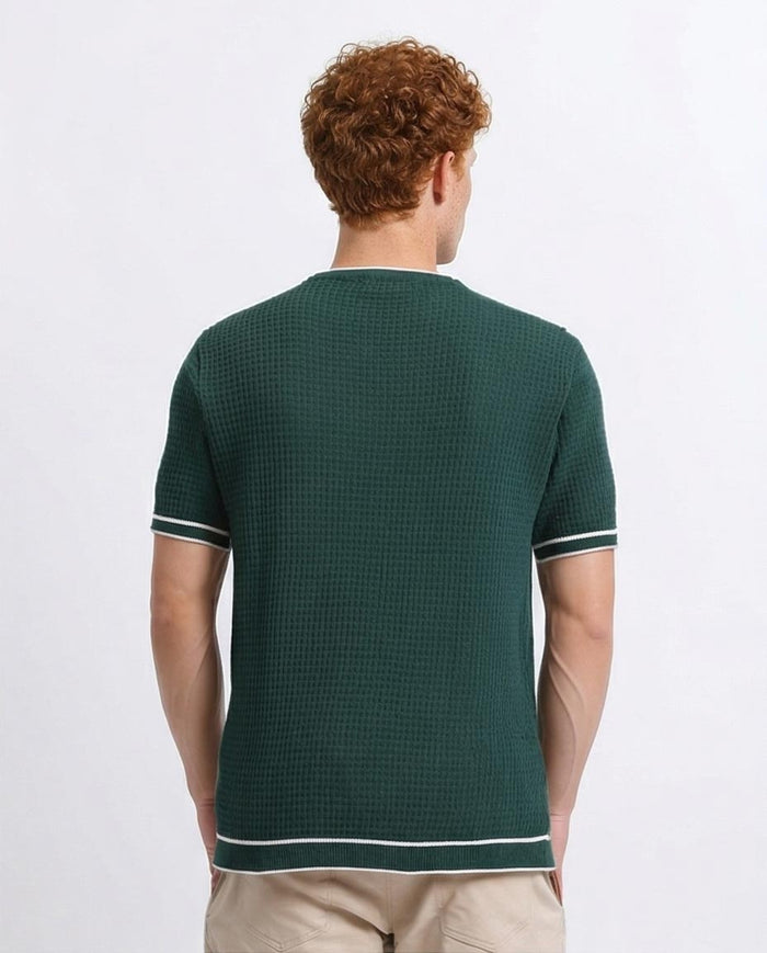 Ravin Men's Tipped Waffle-Knit T-Shirt - Forest Green - R206905