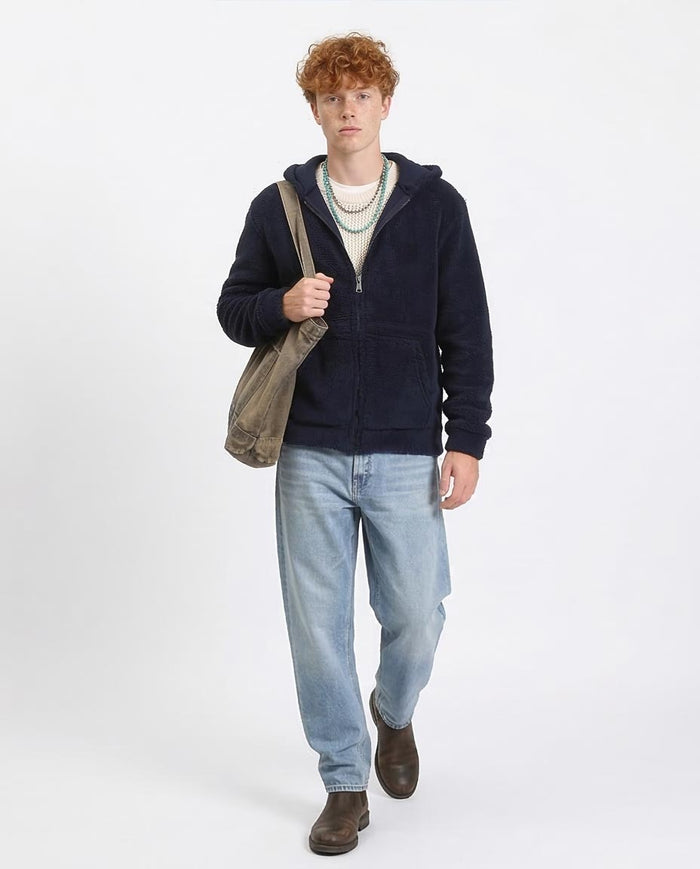 Ravin Men's Ultra-Soft Sherpa Full-Zip Hooded Jacket – Navy - R212108