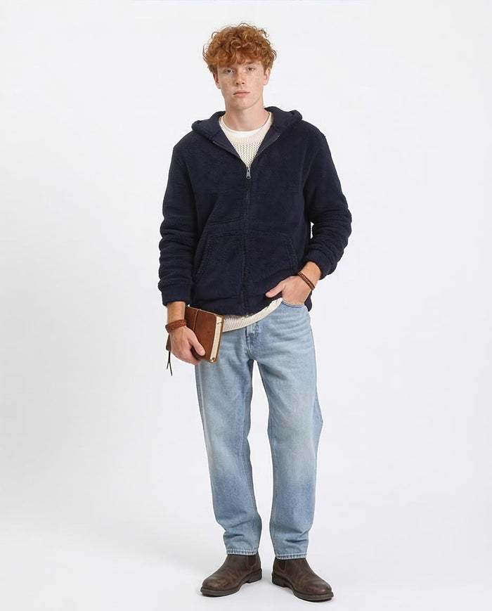 Ravin Men's Ultra-Soft Sherpa Full-Zip Hooded Jacket – Navy - R212108