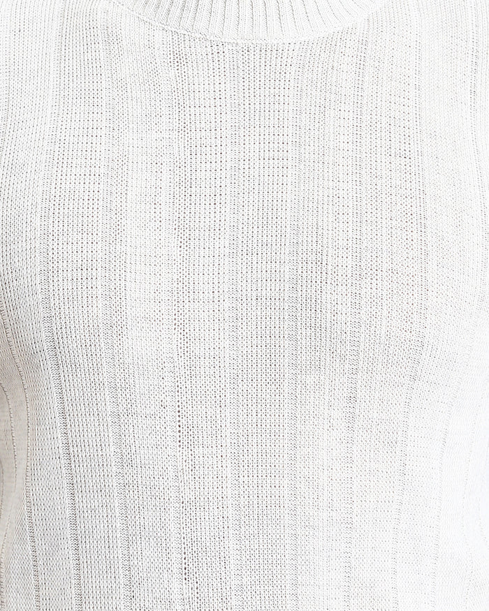 Ravin Men’s Vertical Ribbed Texture Crewneck Sweater – Ecru - R212598