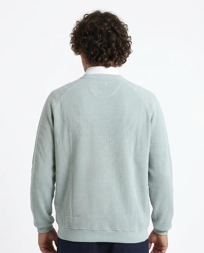 Ravin Men’s Waffle-Knit Raglan Crewneck Sweatshirt – Mint - R214877