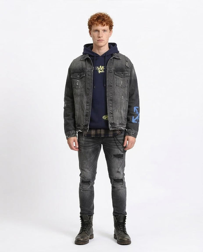 Ravin Men’s "World Wide" Graphic Hoodie – Navy Blue - R207861