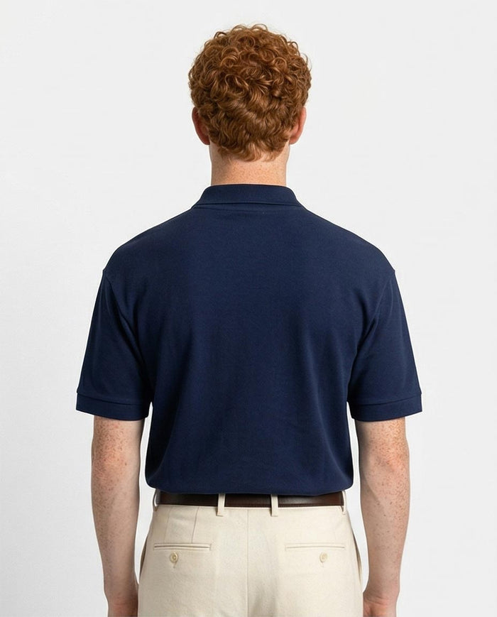 Ravin Navy Quarter-Zip Polo with Architectural Seam Detailing - R216160