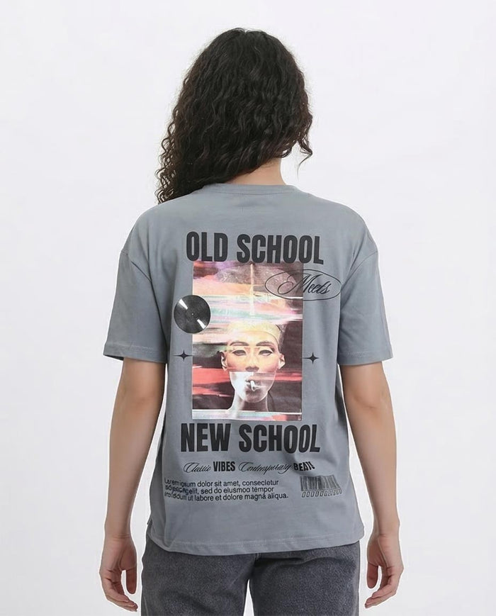 Ravin "Nefertiti: Every Groove" Oversized Graphic Tee - Slate Grey - R208497