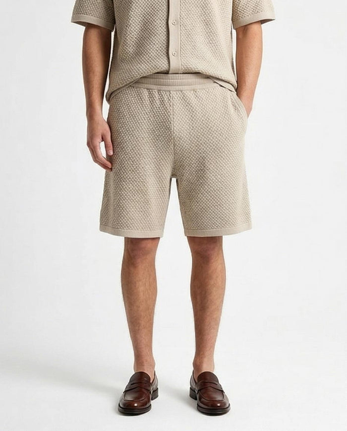 Ravin Oatmeal Textured Knit Shorts – Old Money Collection - R217138
