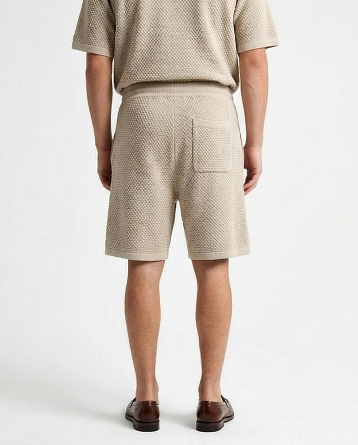 Ravin Oatmeal Textured Knit Shorts – Old Money Collection - R217138