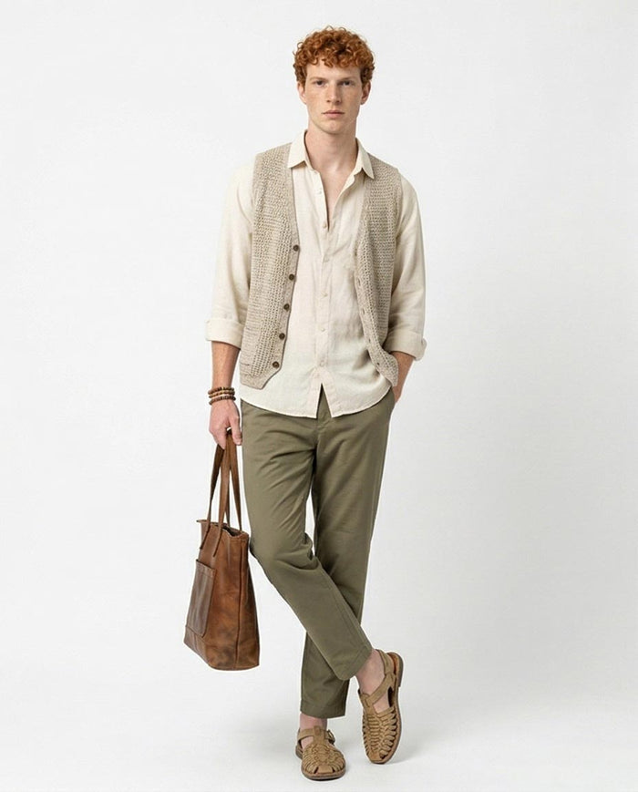 Ravin Olive Relaxed-Fit Drawstring Trousers in Cotton-Blend - O202901