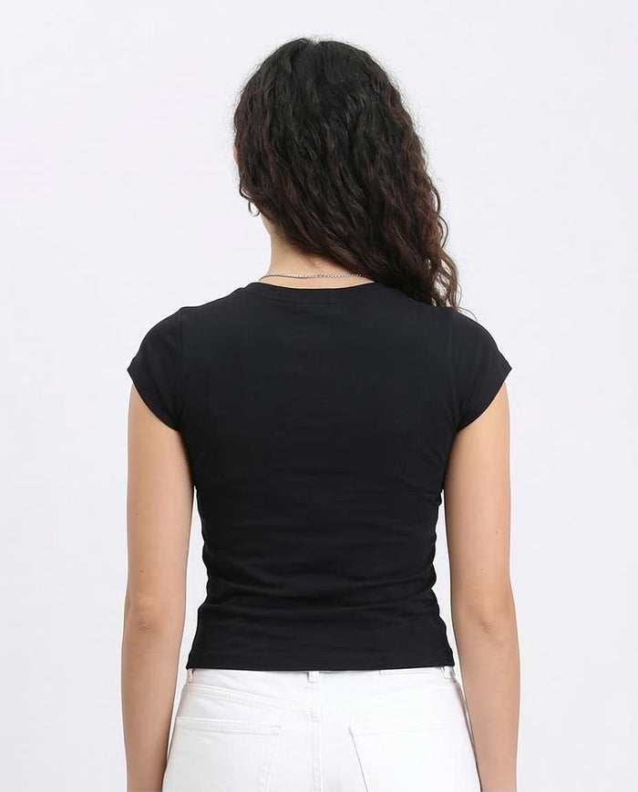 Ravin | "One and Only" Liquid Chrome Graphic Baby-Tee - Black - R207790