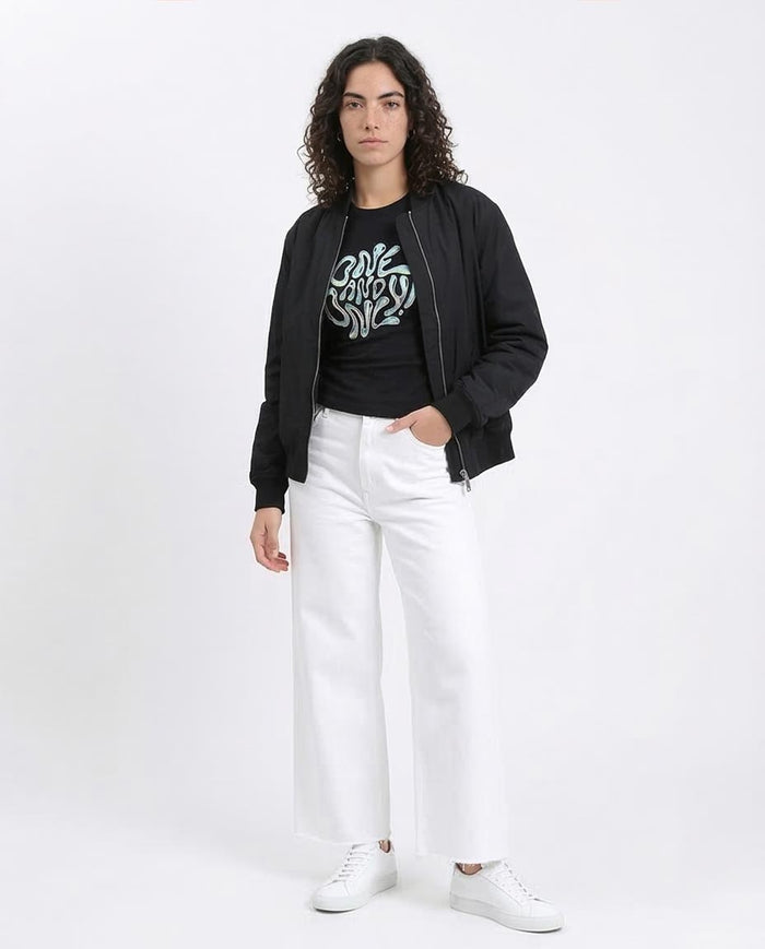 Ravin | "One and Only" Liquid Chrome Graphic Baby-Tee - Black - R207790