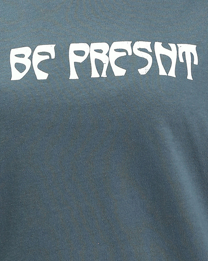 Ravin Oversized "Be Present" Graphic Tee – Slate Blue - R209130