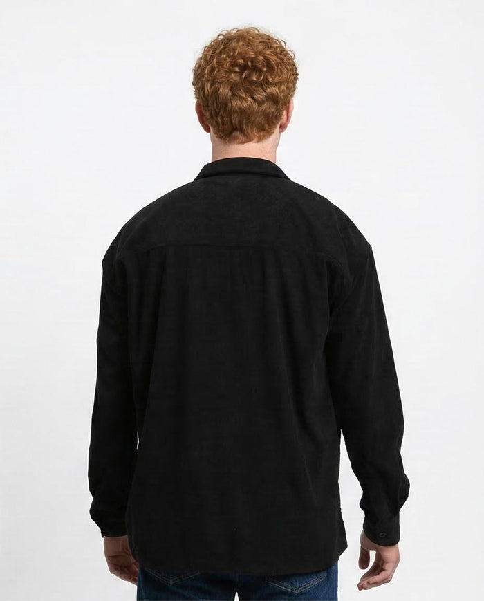 Ravin Oversized Corduroy Shirt-Jacket in Onyx Black - R214898