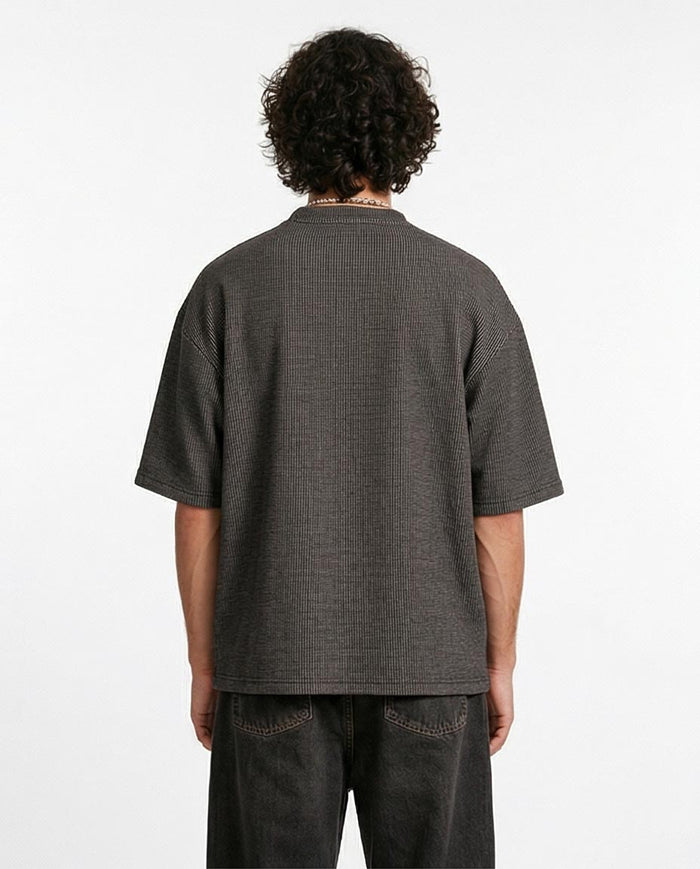 Ravin Oversized Micro-Grid Waffle T-Shirt - Grey - R206740