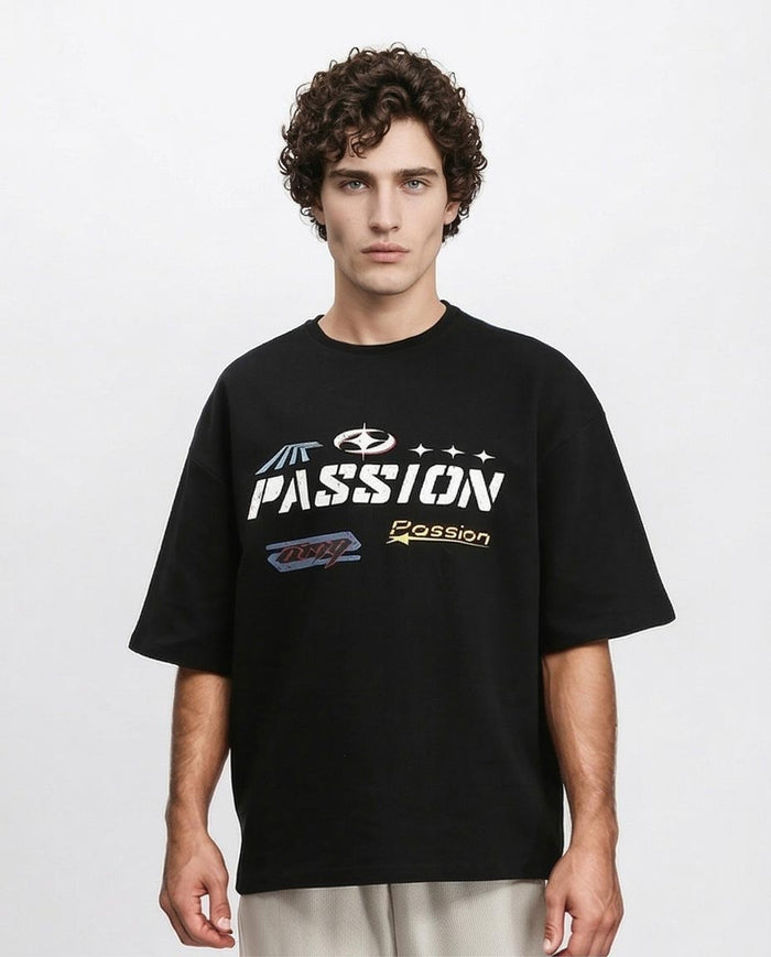 Oversized "passion & Fantasy" Graphic Heavyweight T-Shirt