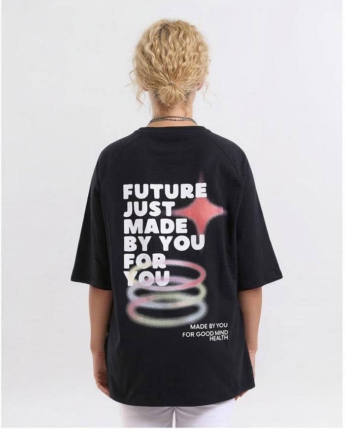 RAVIN Oversized Raglan "Future Just Made" Graphic T-Shirt – Black - R205517