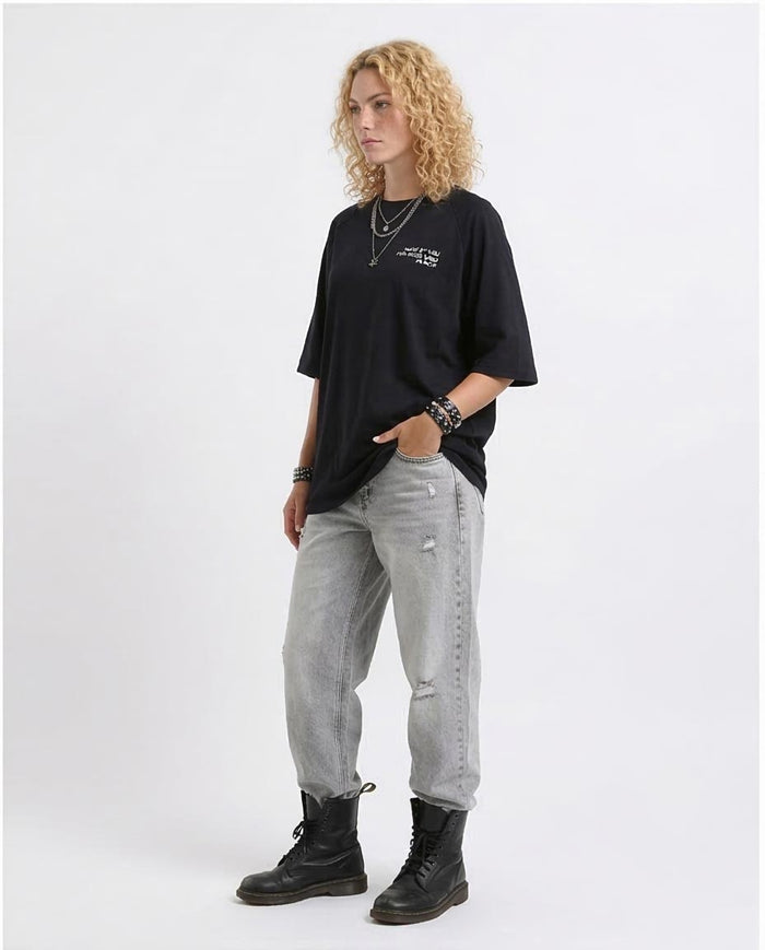 RAVIN Oversized Raglan "Future Just Made" Graphic T-Shirt – Black - R205517