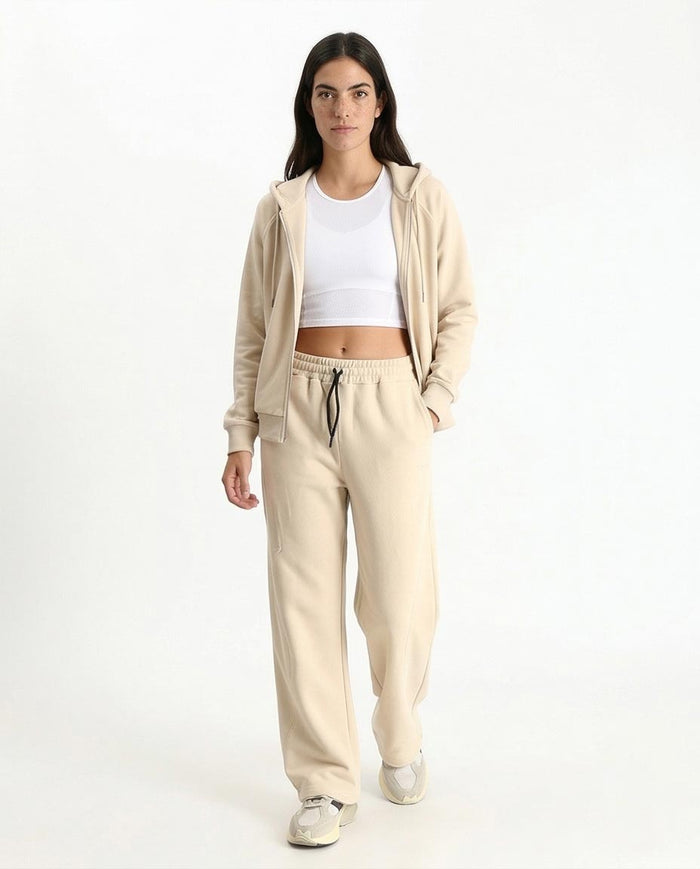 Ravin Premium Wide-Leg Fleece Sweatpants - Oatmeal Beige - R213762