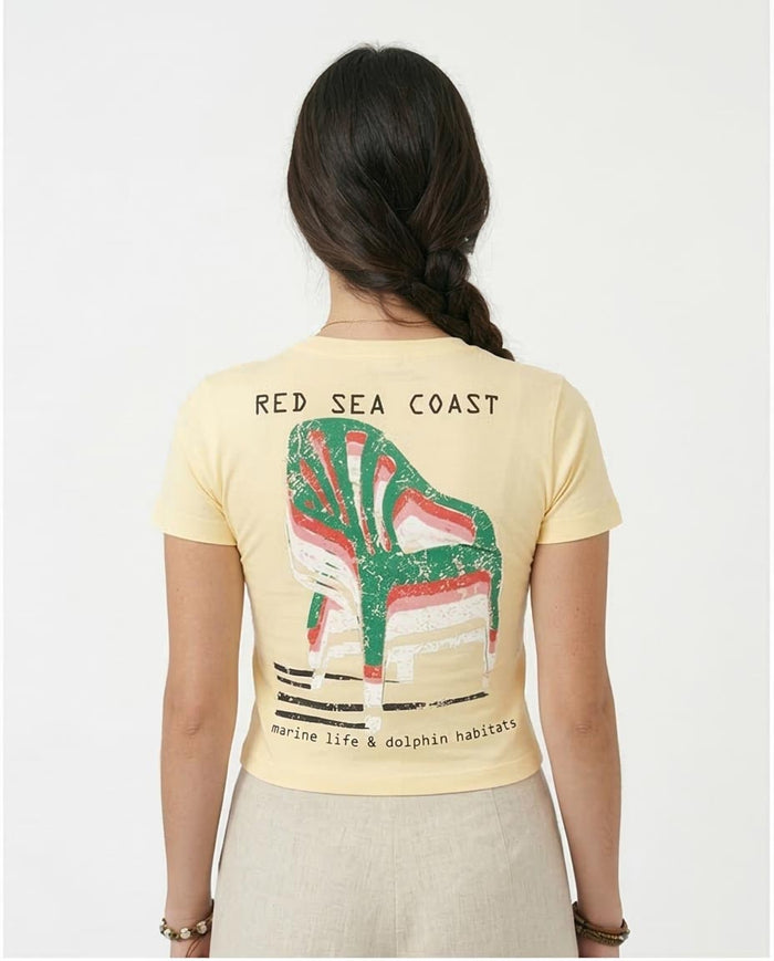 Ravin "Red Sea Coast" 2003 Graphic Baby Tee in Cream - R208512