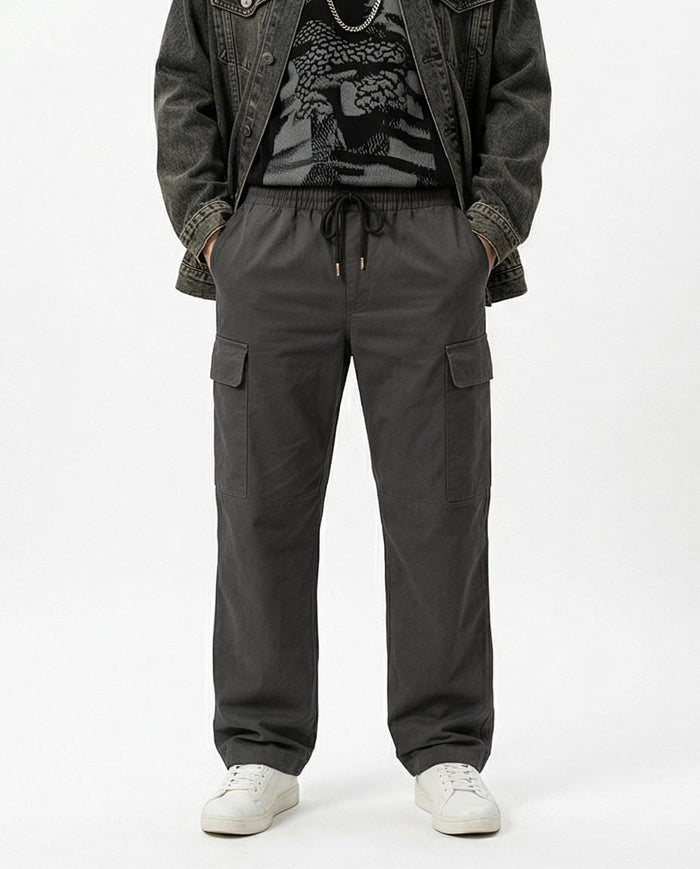 Ravin Relaxed-Fit Cargo Pants with Drawstring Waist – Dark Grey - R217441