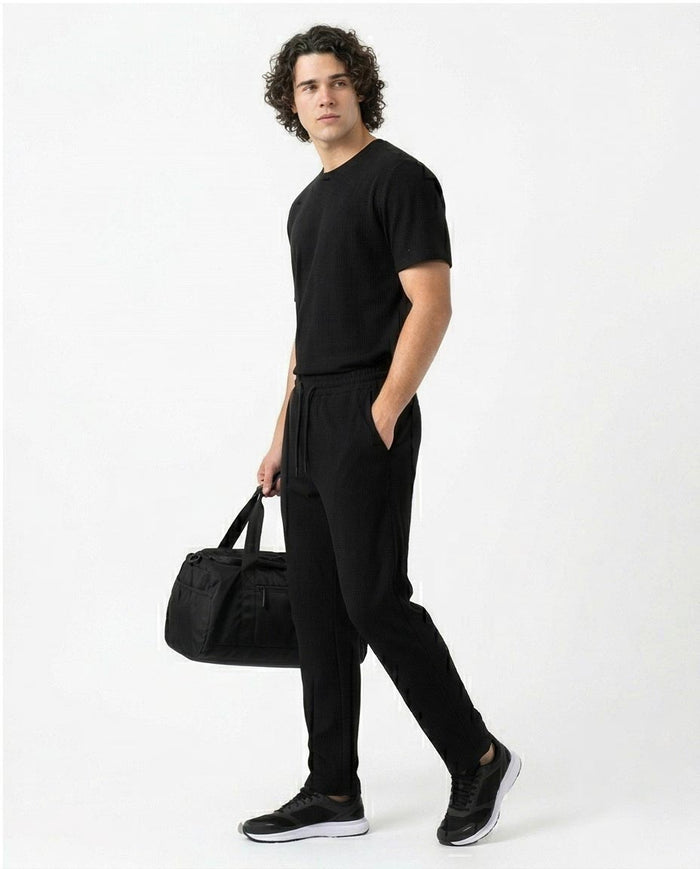 Ravin Ribbed Knit Crew Neck Tee – Stealth Black - R217422