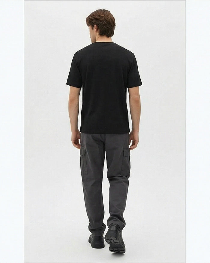 Ravin Ribbed Knit Crew Neck Tee – Stealth Black - R217422