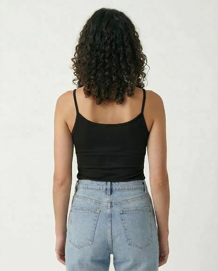 Ravin Ribbed Spaghetti Strap Camisole – The Essential Layering Tank in Black - R211294