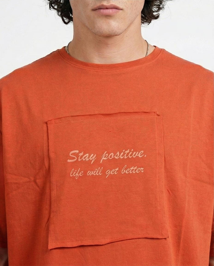 Ravin "Stay Positive" Oversized Tee - Burnt Orange - R207071