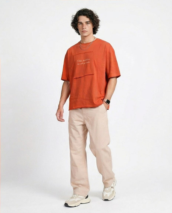 Ravin "Stay Positive" Oversized Tee - Burnt Orange - R207071
