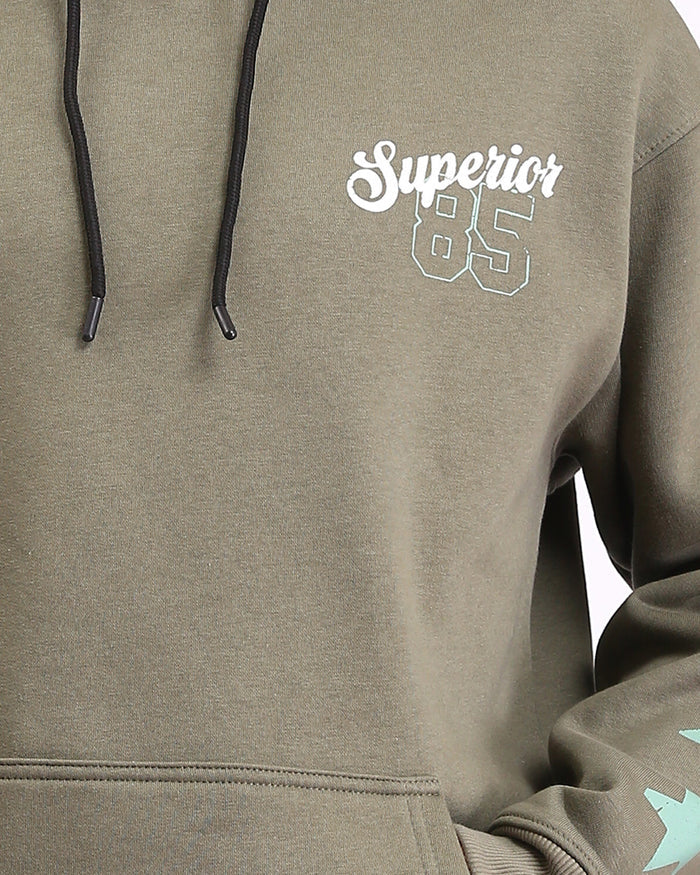 Ravin Superior 85 Olive Oversized Graphic Hoodie - R212194