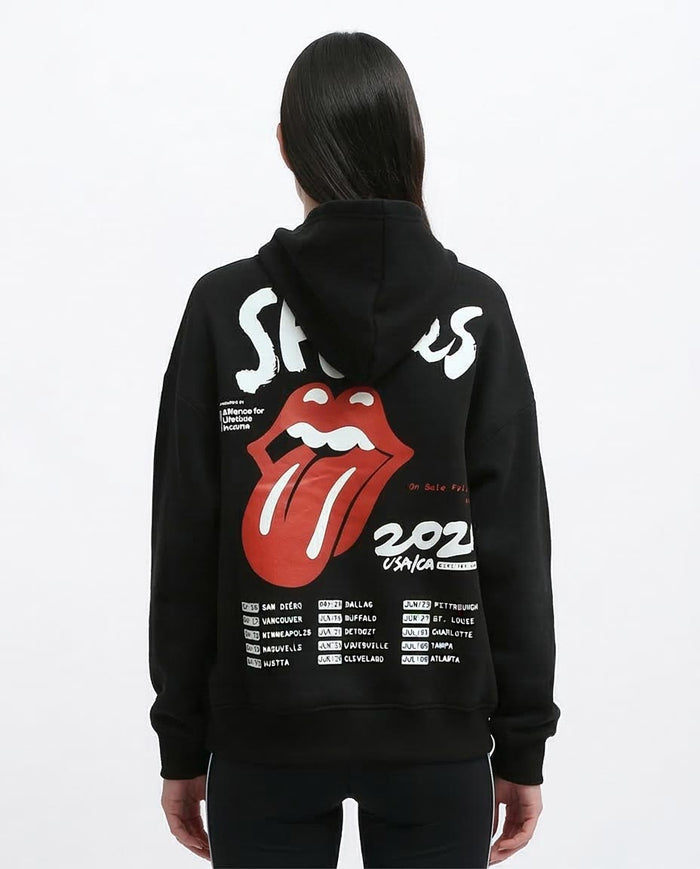 Ravin × The Rolling Stones 2020 USA/CA Tour Oversized Graphic Hoodie – Black - o197572
