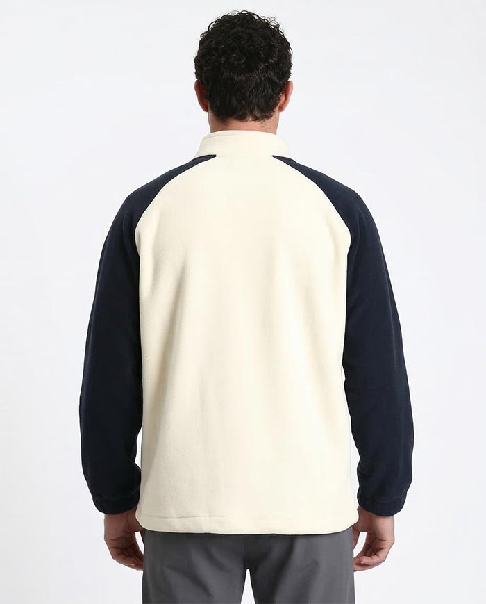Ravin Two-Tone Raglan Sleeve Polar Fleece Zip-Up Jacket- Off-White & Navy Blue - R214032
