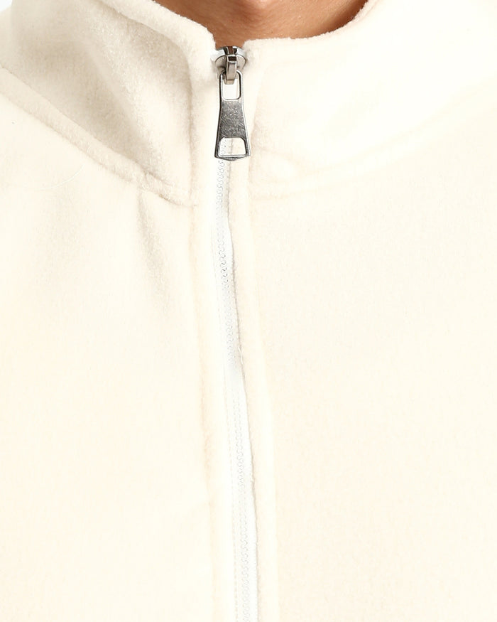 Ravin Two-Tone Raglan Sleeve Polar Fleece Zip-Up Jacket- Off-White & Navy Blue - R214032