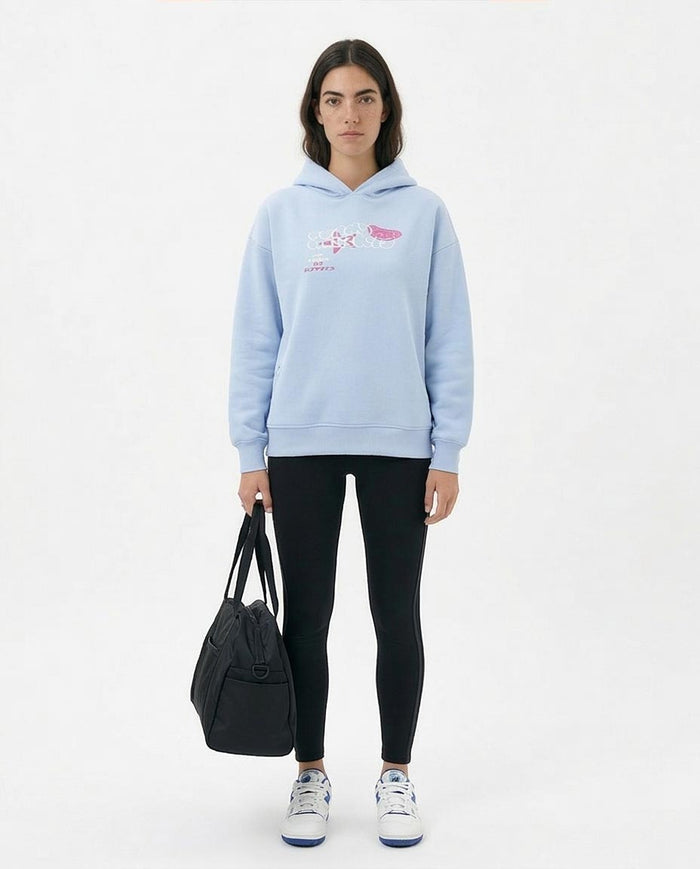 Ravin Unisex Oversized "Funny Moments" Teddy Graphic Hoodie – Powder Blue - R212679