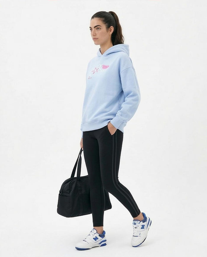 Ravin Unisex Oversized "Funny Moments" Teddy Graphic Hoodie – Powder Blue - R212679