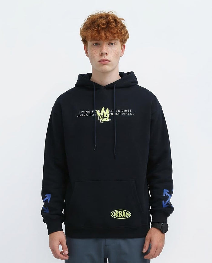 Ravin | Urban "World Wide" Graffiti Oversized Hoodie - Navy o193404