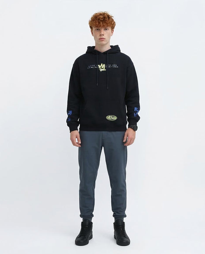 Ravin | Urban "World Wide" Graffiti Oversized Hoodie - Navy o193404