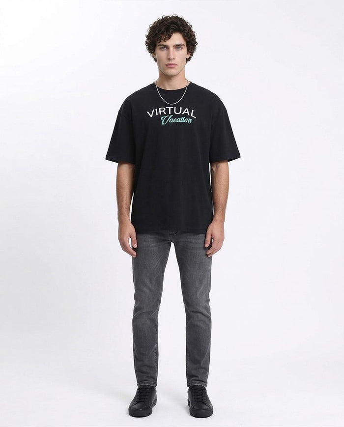 Ravin "Virtual Vacation" Oversized Graphic T-Shirt - Black - R209414