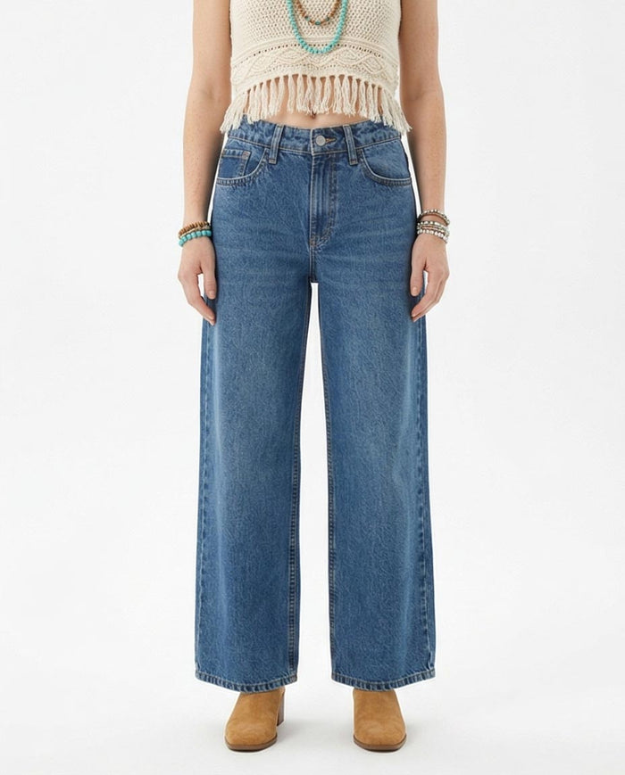 Ravin Wide-Leg High-Rise Denim Jeans – Medium Blue Stone Wash - R216414
