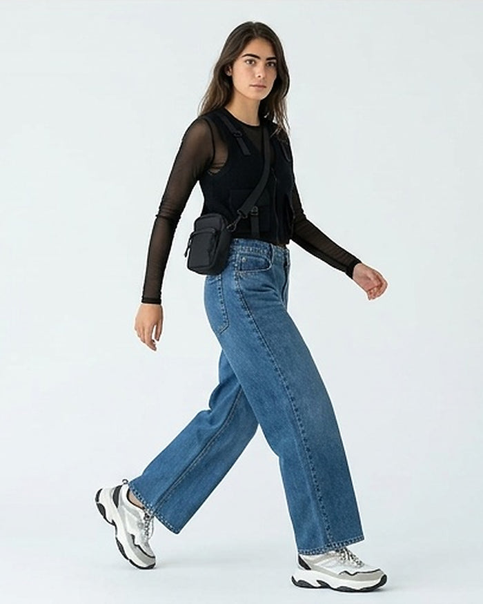 Ravin Wide-Leg High-Rise Denim Jeans – Medium Blue Stone Wash - R216414