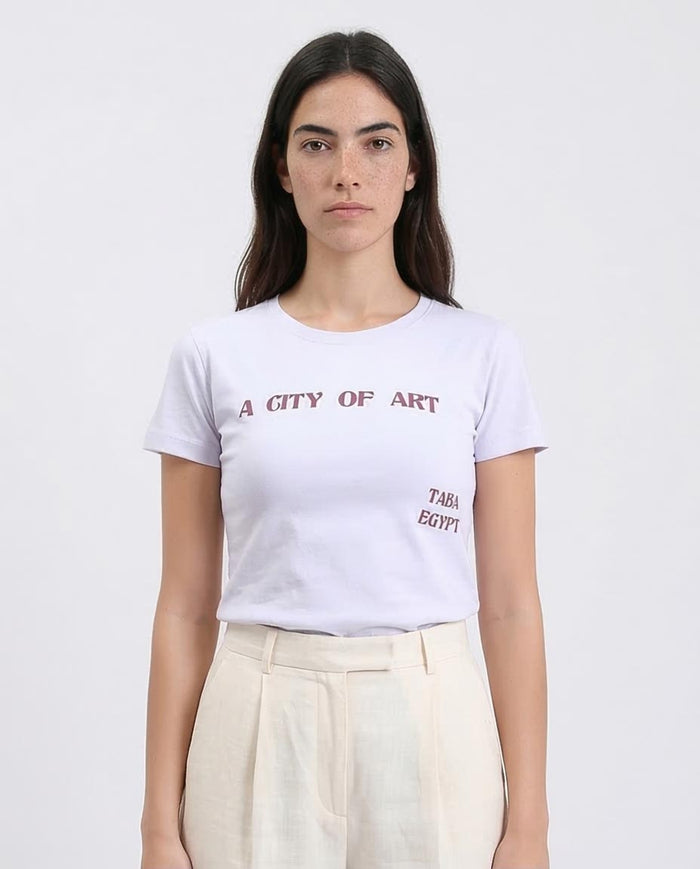 Women's "a City of Art" Graphic T-Shirt - Taba Egypt Edition - Light Purple
