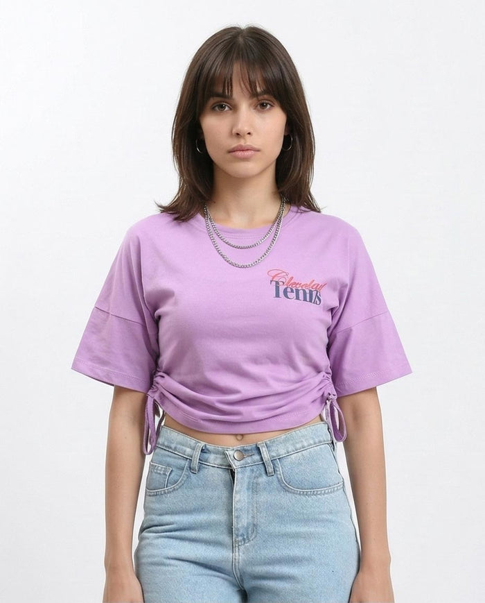 Women's Cinch-Side Graphic "cleveland Tennis" T-Shirt - Lavender